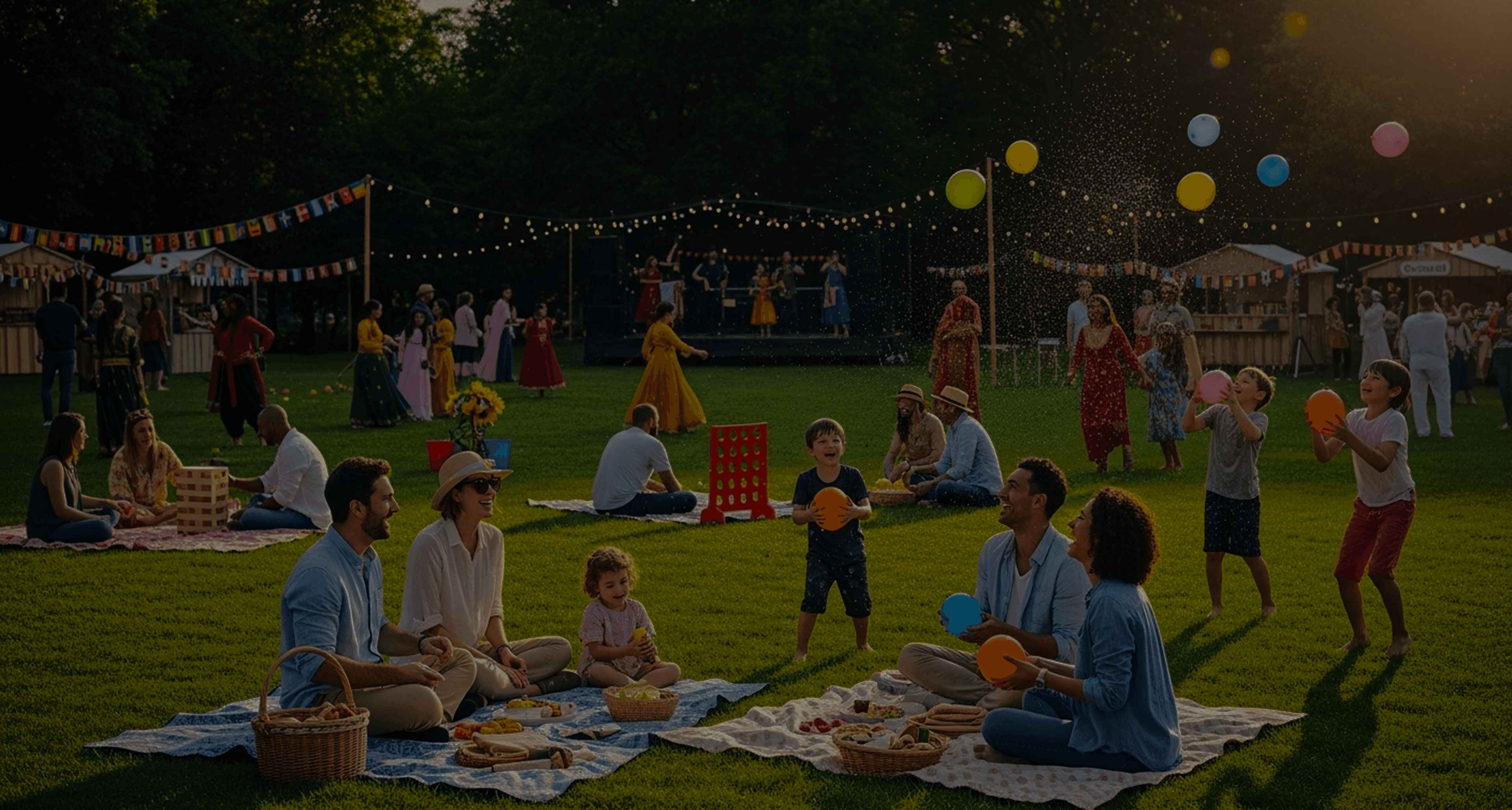 Families gathered outdoors at Loveville